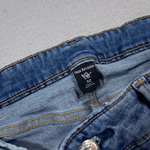 True Religion Stella Jeans Women 32 Mid Rise‎ Skinny Blue Denim Raw Hem Stretch - Picture 6 of 13